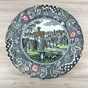W.R Midwinter England Landscape 10" Multicolor‎ Transferware Plate VTG